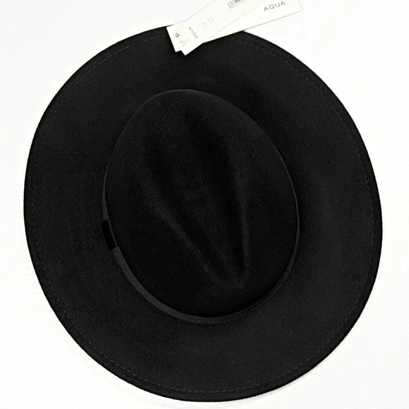 Aqua Women's Black Wool Fedora Hat with Black Ribbon Band O/S (MSRP $88) - Picture 2 of 7